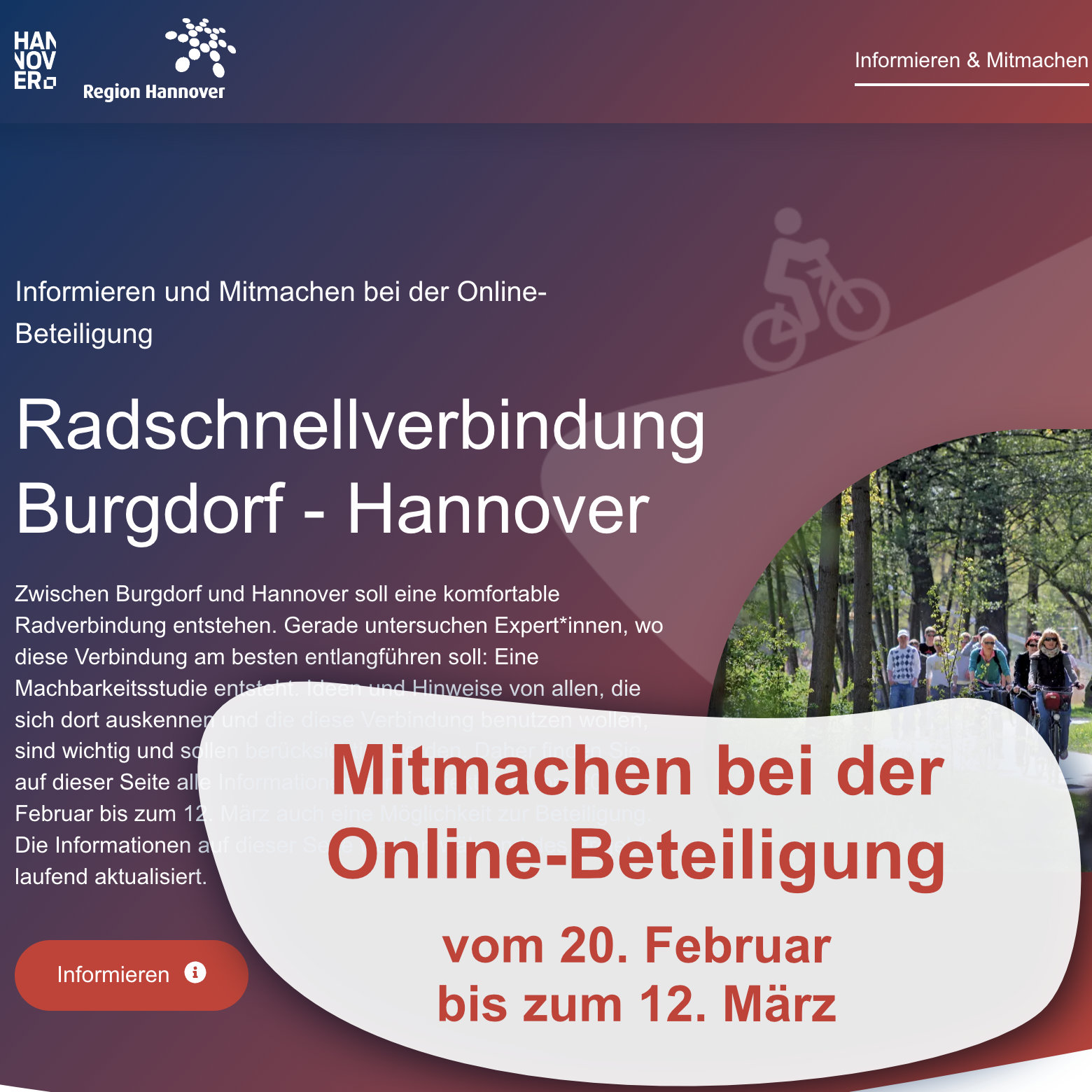 Online-Beteiligung zur Radverbindung Burgdorf – Hannover gestartet