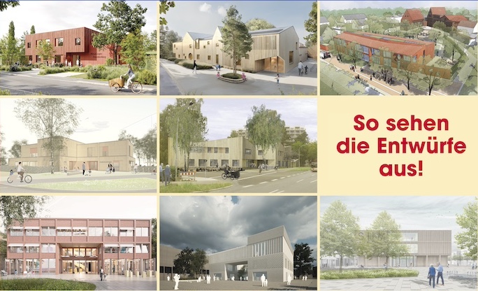 Wettbewerbsverfahren in Moisling: Ausstellung der Preisträger:innen für die KiTa „Familien-Kiste“, KiTa Achternkaten und Stadtteilhaus