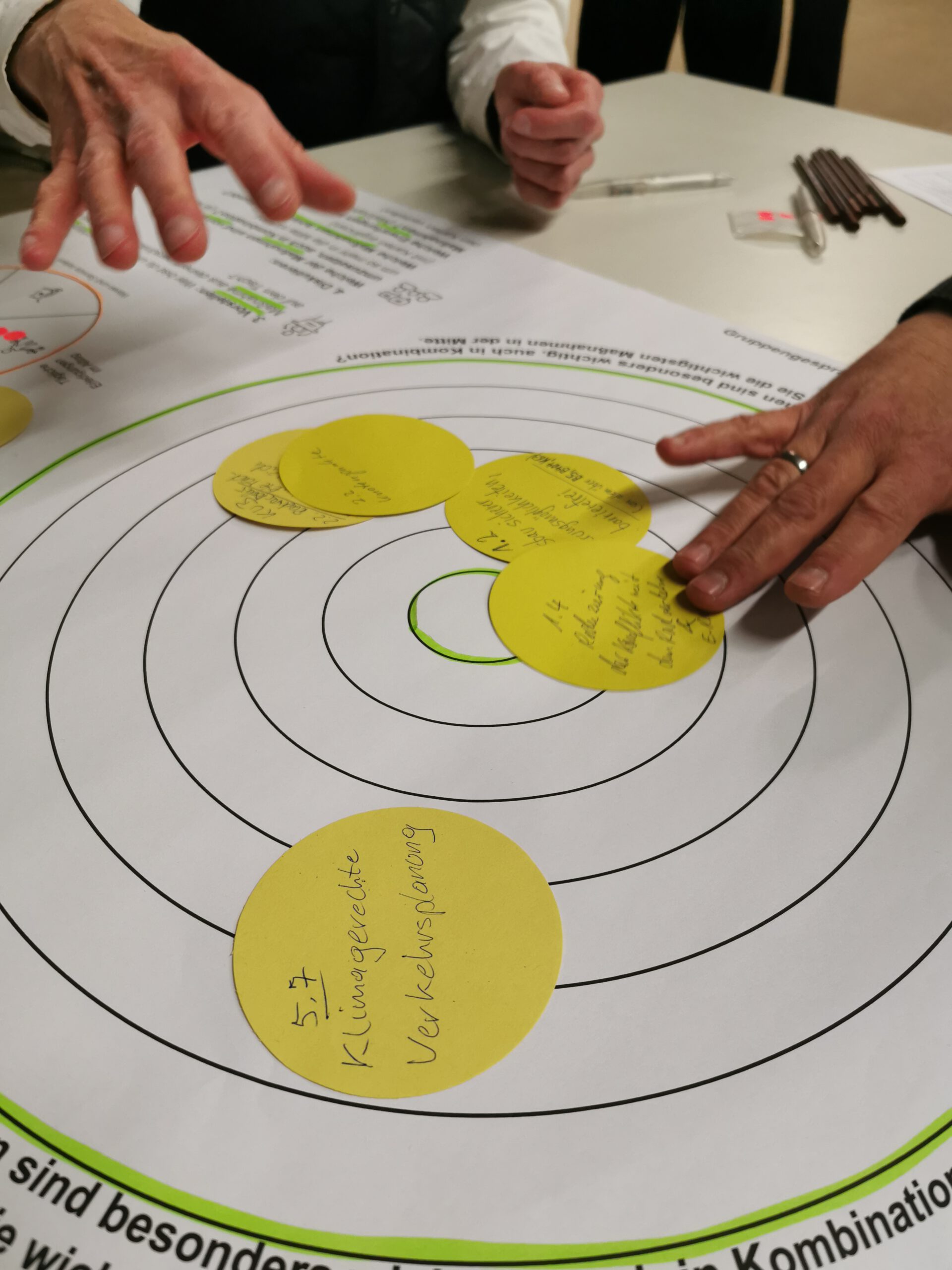 Teilnehmende der öffentlichen Werkstatt zum Verkehrsentwicklungsplan Geesthacht diskutieren in Arbeitsgruppen die Maßnahmenvorschläge des Planungsteams.