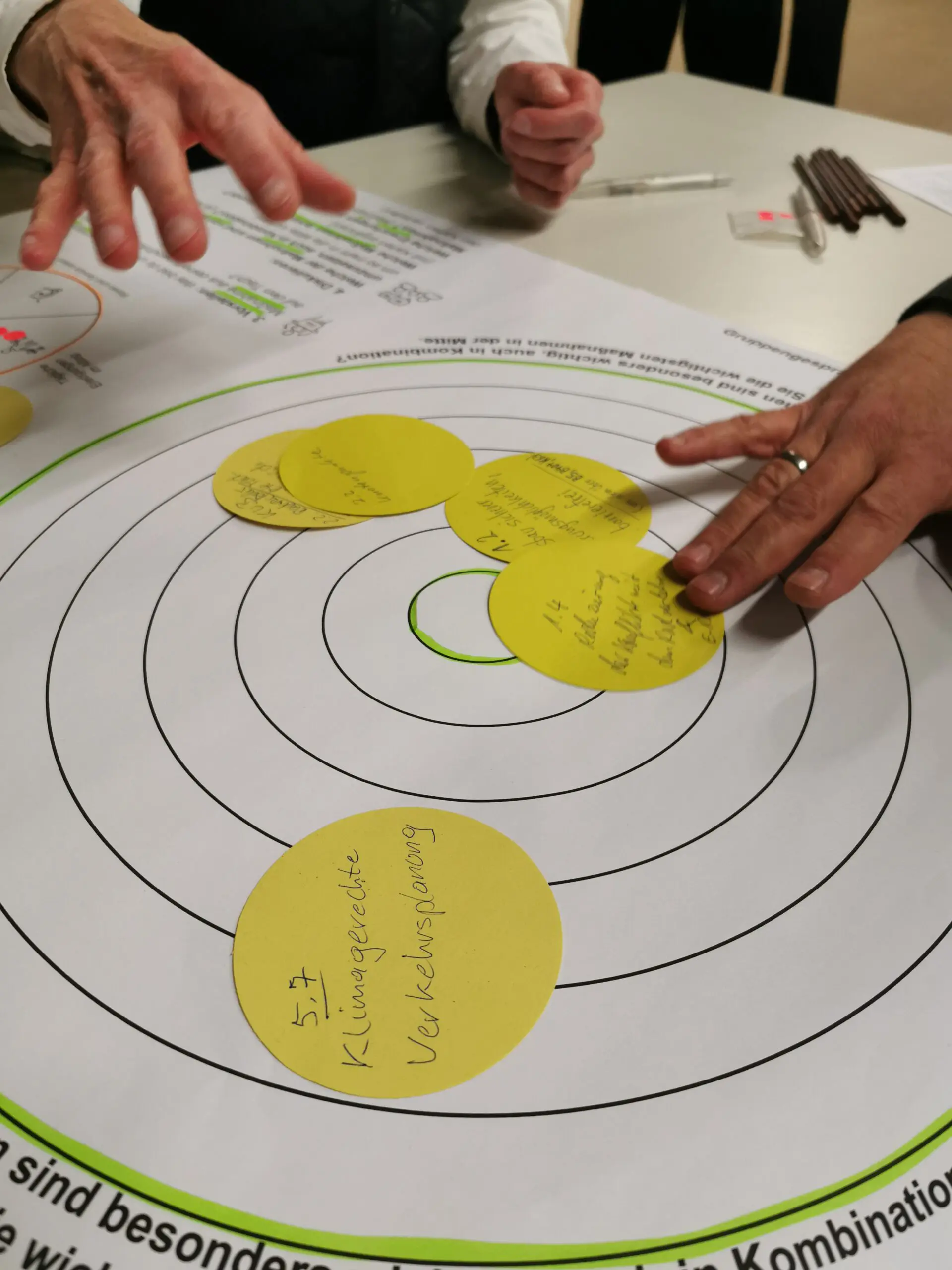 Teilnehmende der öffentlichen Werkstatt zum Verkehrsentwicklungsplan Geesthacht diskutieren in Arbeitsgruppen die Maßnahmenvorschläge des Planungsteams.